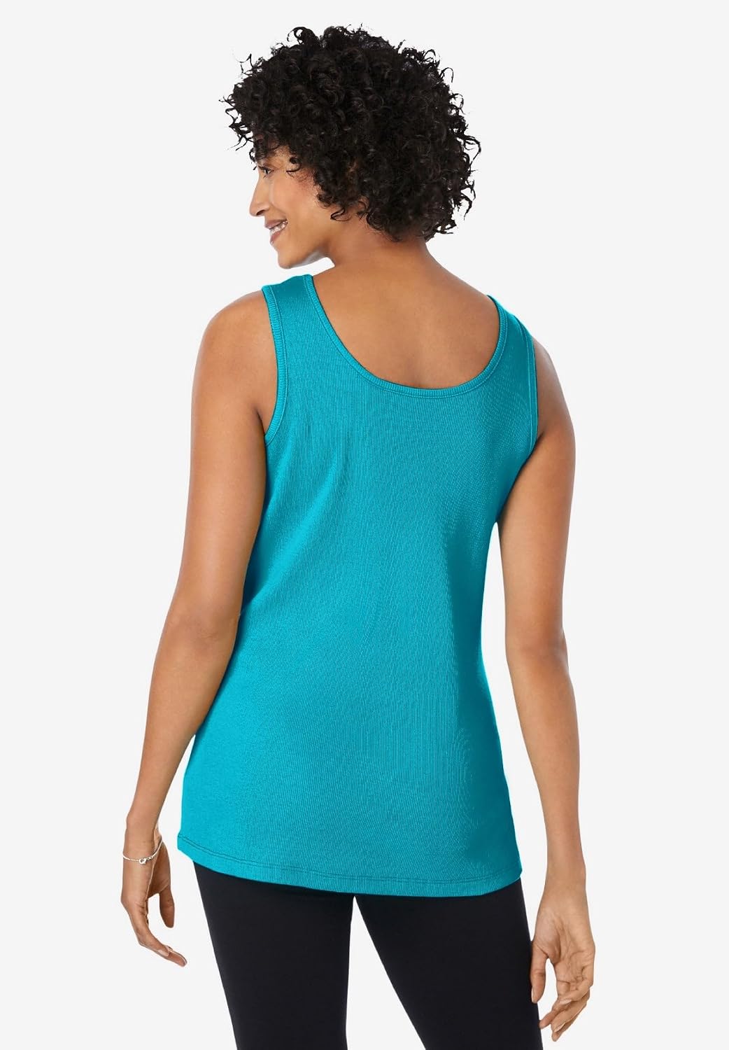 Woman Within Plus Size Rib Knit Tank - 3X, Pretty Turquoise image 5