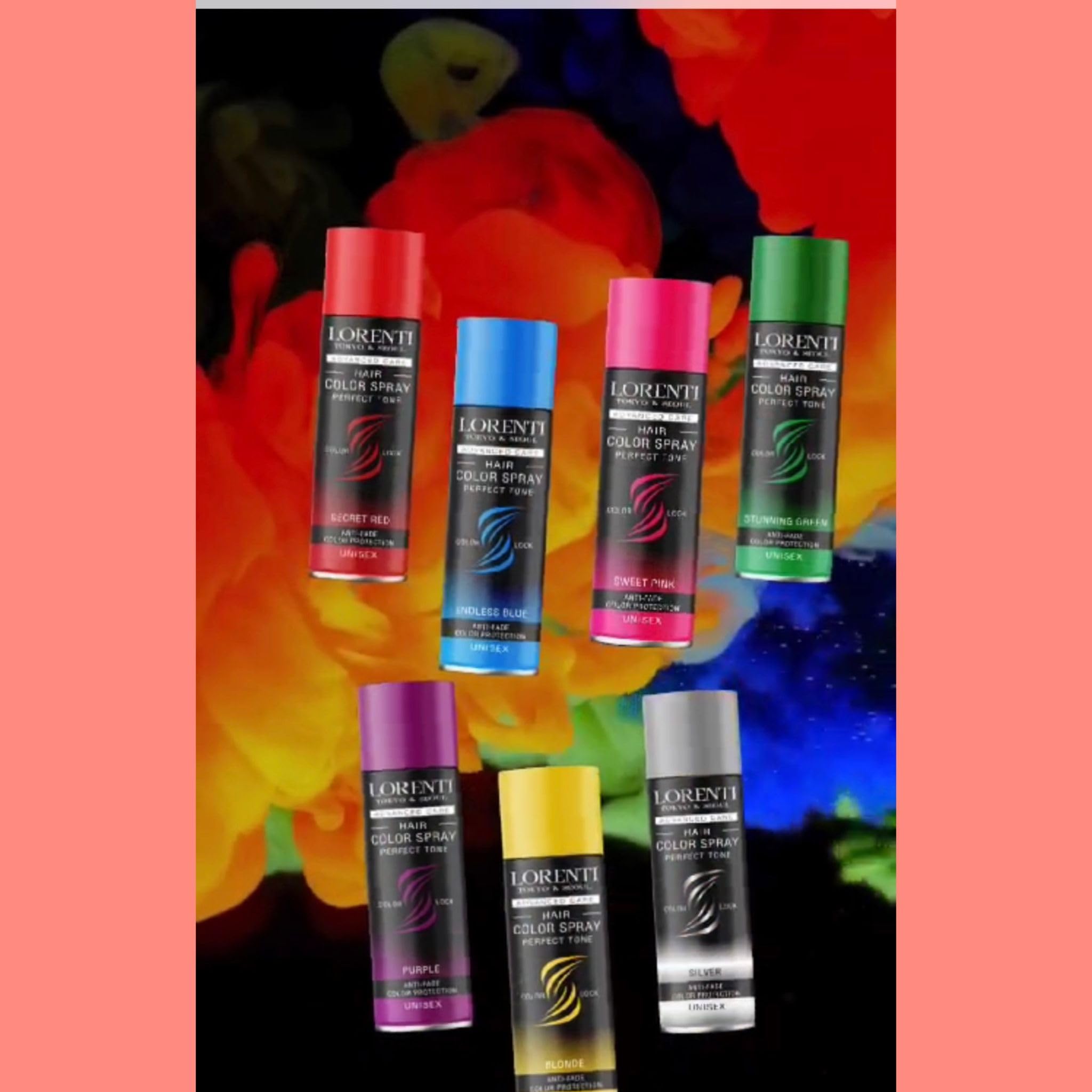 LORENTI TOKYO & SEOUL Color lakier do włosów Secret Red – 150 ml – farba do włosów do przebierania i makijażu na karnawał, Halloween i imprezę tematyczną – farba do włosów zmywalna – Color Hair Spray
