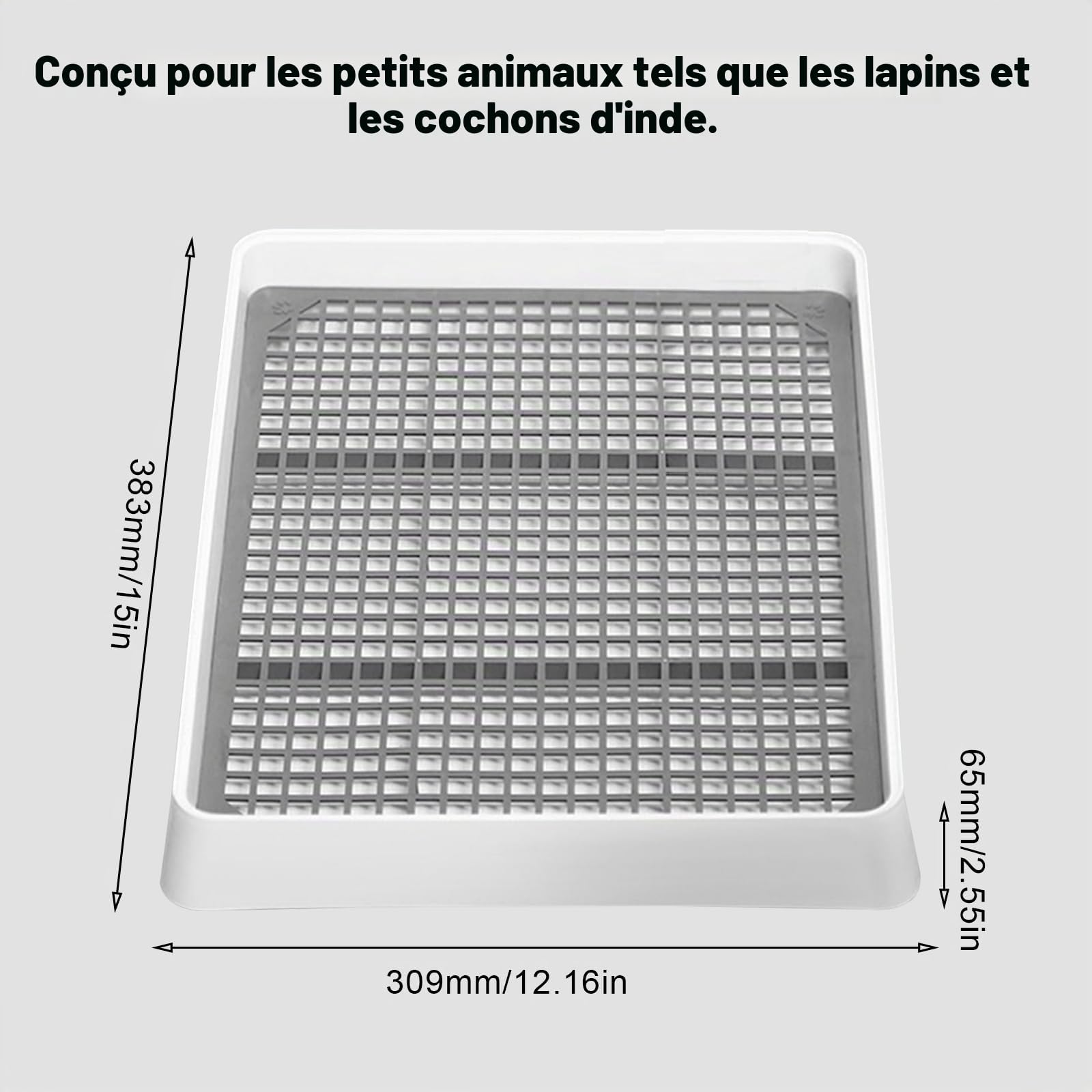 kyaoayo Bac à litière pour chat - Grande taille - Avec poêle à urine - Pour lapin, cochon d'Inde, chinchilla, furet - Taille XL