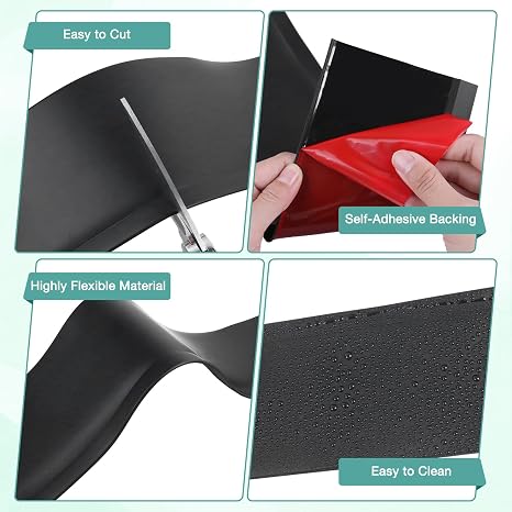 Vinyl Self-Adhesive Skirting Board, 12M Peel and Stick Baseboard Trim, Flexible Skirting Board 10cm Wide Wall Baseboard Molding Trim For Floor Wall Base and More (Black-10 cm(W) x 12 M(L))