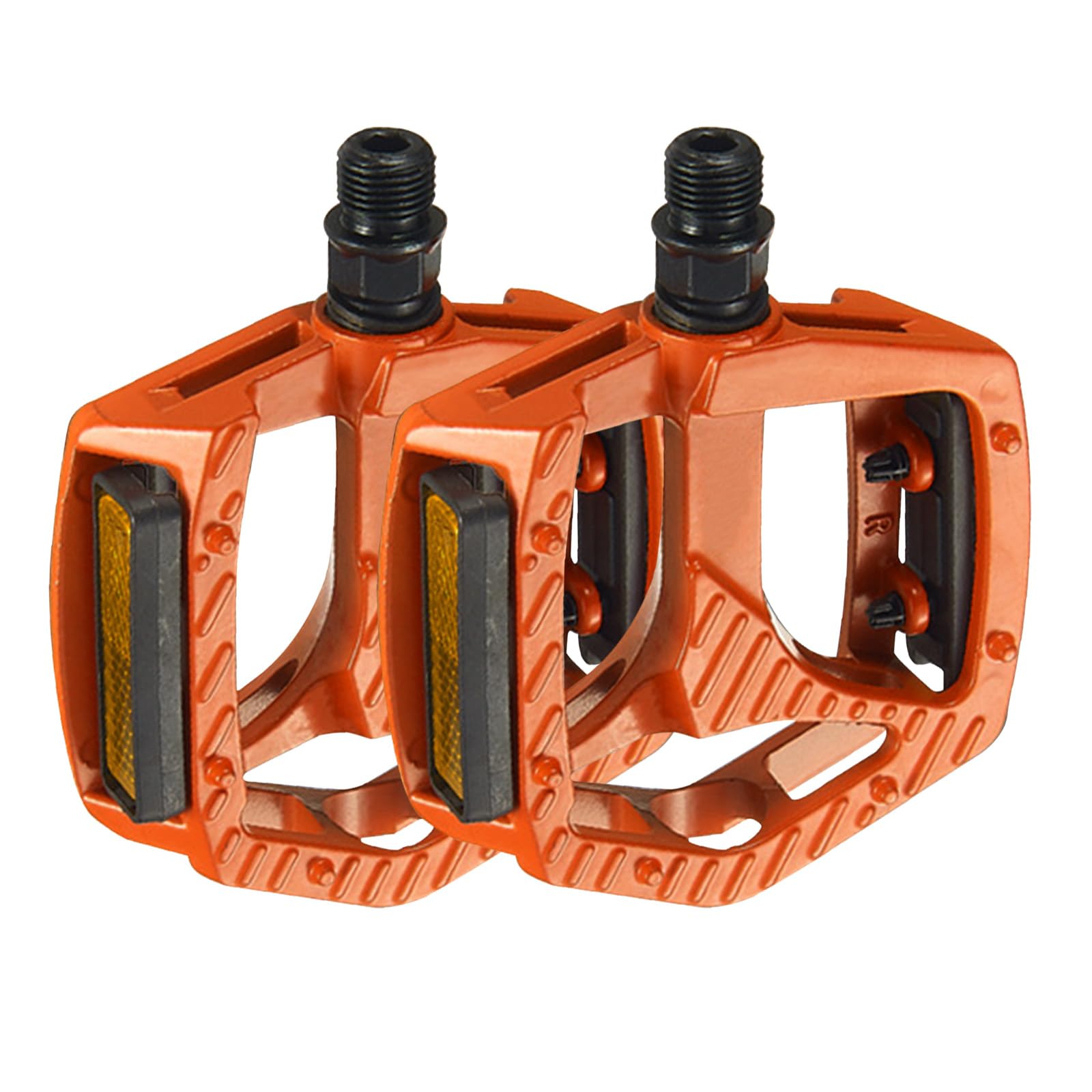 YIUBCZOQI Bearings Bicycle 9/16 pedals Aluminum Alloy CNC Machined Flat Pedals with Anti-Skid Nails and Reflectors Orange