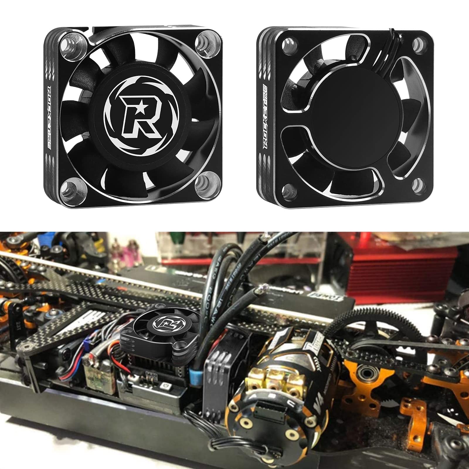 RC Motor Lüfter 40mm 16000RPM 3650 540 550 ESC Motorkühlkörper Brushless Lüfter für 1/12 1/10 1/8 Scale RC Auto (Silber Schwarz)