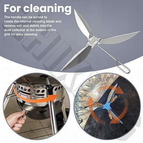 Miniatura 5 de Kit de sistema de limpieza de un solo toque de 22-12 pulgadas para piezas de parrilla Webercarbón7444 parrillas de caldera sustituye piezas, para