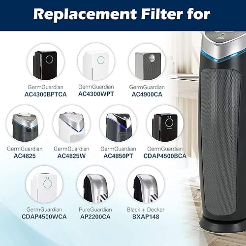 Miniatura 5 de Paquete de 4 filtros HEPA de repuesto FLT4825 B y prefiltros de carbono para purificador de aire GermGuardian AC4825 AC4825W AC4850PT AC4900CA