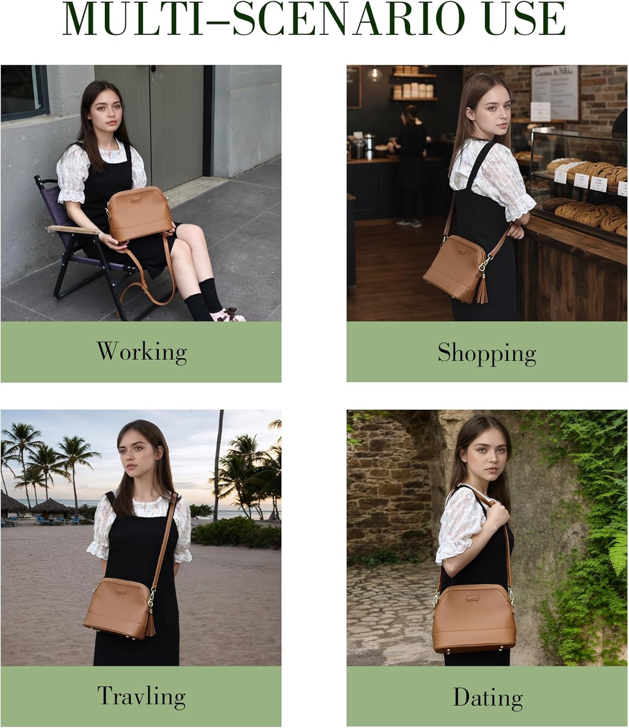 Zip Crossbody Bag for Women, Vegan Leather Phone Purse Shoulder Handbag with Adjustable Strap for Travel/Daily Use - Image 7
