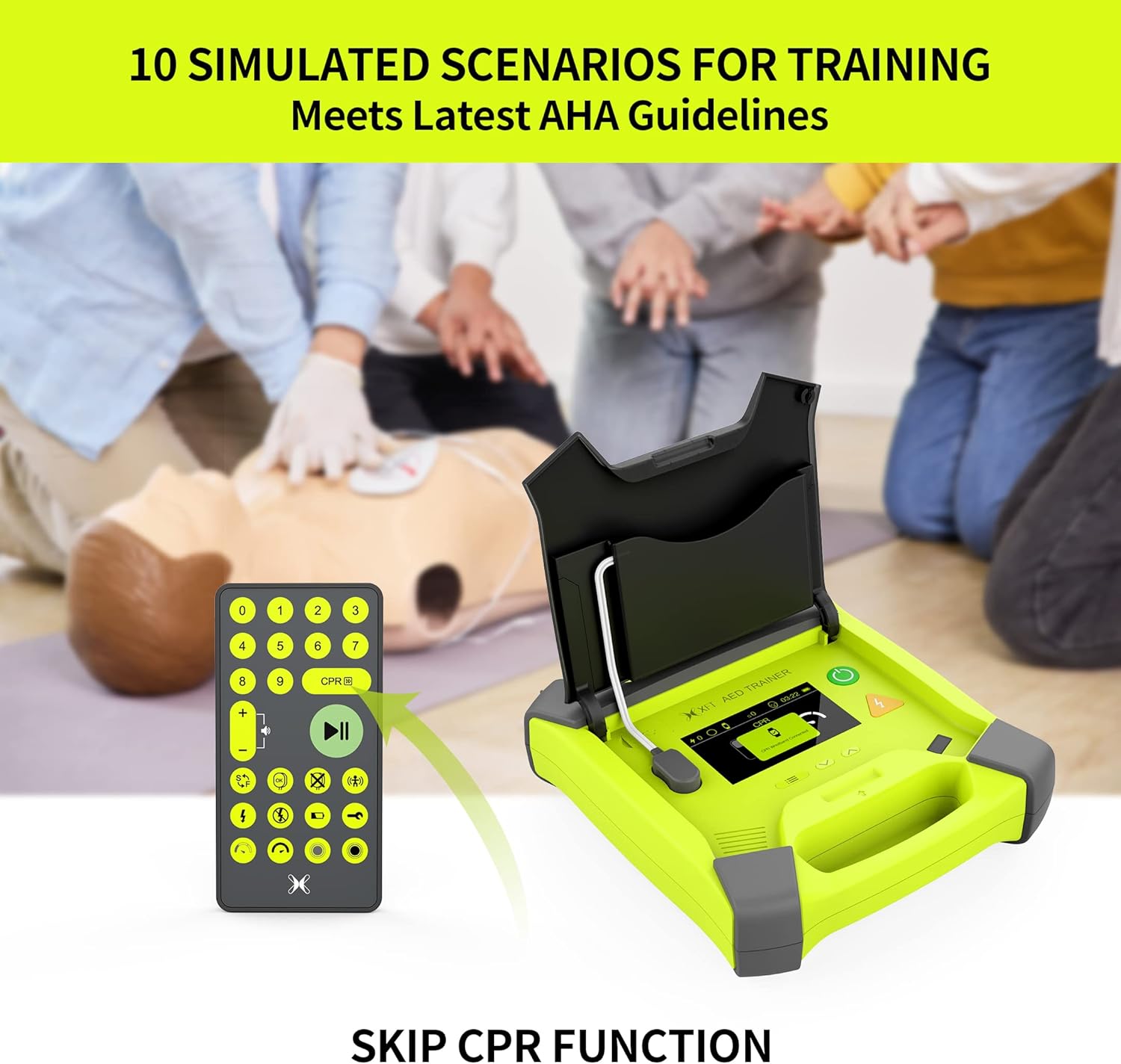 AED Trainer, XFT Professional AED Training Kit CPR Training Equipment Training Device Automatic External Defibrillator Simulator, for First Aid Trainee Beginner(XFT-120G)