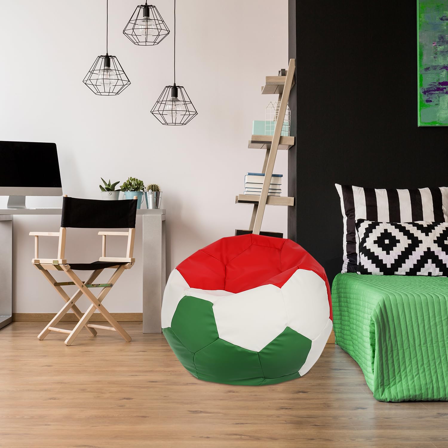 Lumaland - Luxe Voetbal Zitzak - Hoogwaardig Voetbal Zitkussen Uit De Comfortlijn 170 Liter Diameter 90 Cm Small