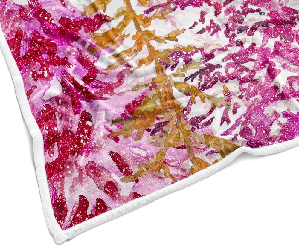 Flannel Blankets Rustic Snowflake Pine Tree Winter Throw Blankets Holiday Xmas Cute Merry Christmas Forest White Throws Bedding Decorations Pink Blankets Cozy Soft Fuzzy Flannel Fleece Blanket
