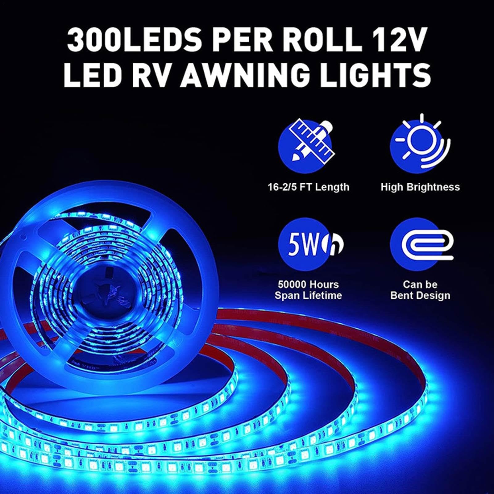 Tira de luces LED para barcos,Luces LED marinas | Luces LED para barcos Tira de luz negra de 5 m/16,4 pies,Luces impermeables para yates, luces interiores decorativas para kayak, coche, barco, yate