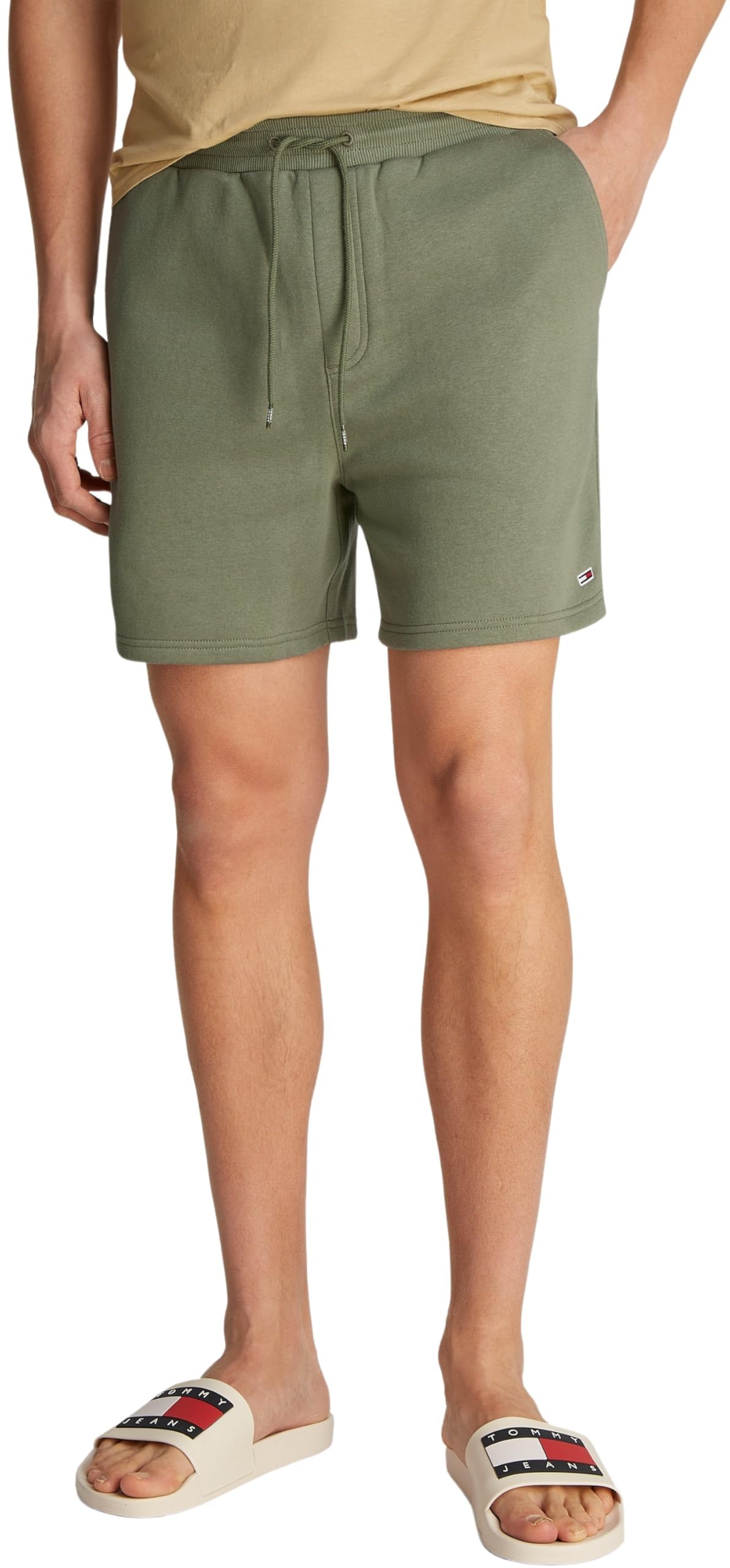 TOMMY JEANS Men’s Flag Beach Sweat Shorts with Drawstring, Green (Aruba Green), 2XL