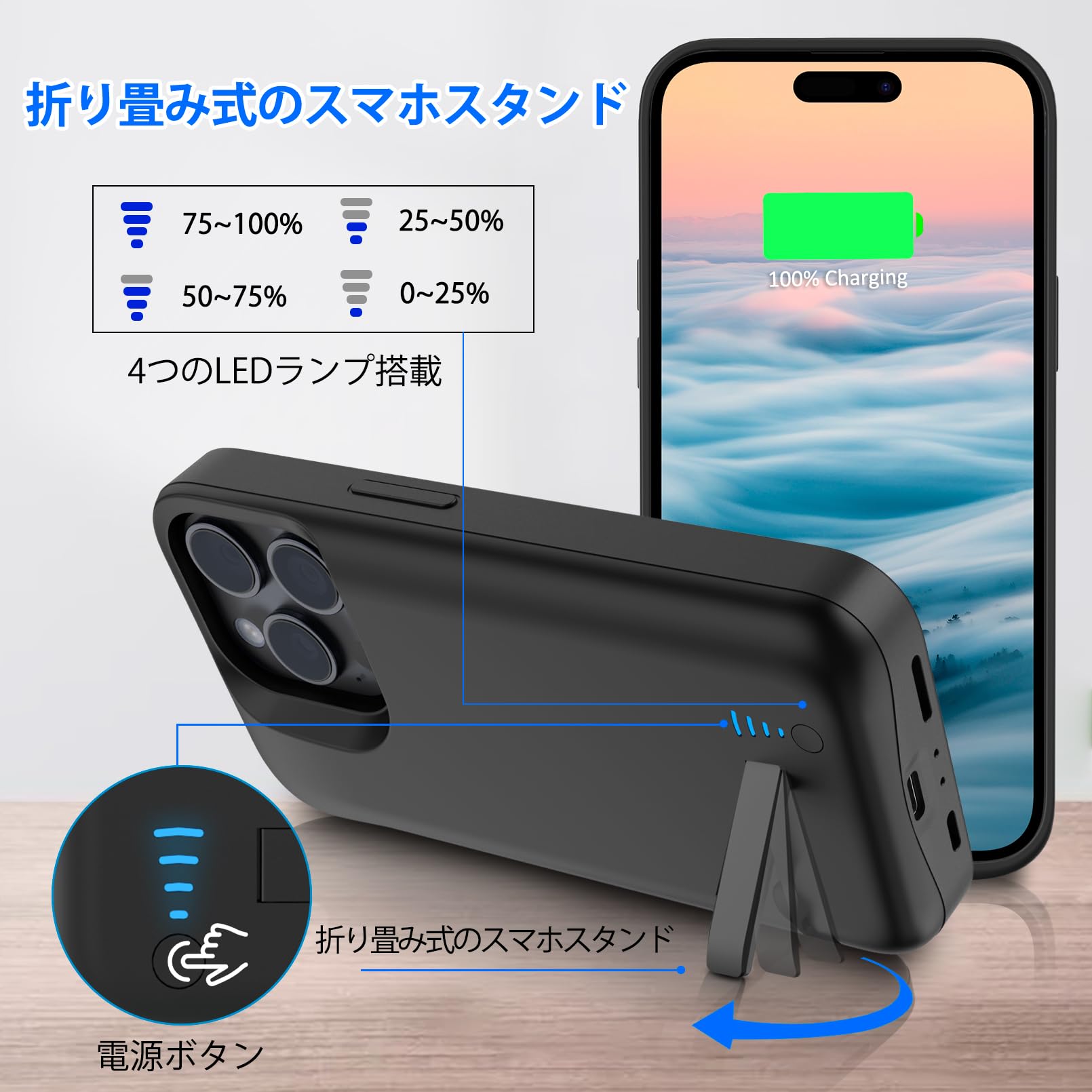Amazon | DOKYW iPhone 15 Pro 対応 バッテリー内蔵ケース 6800mah