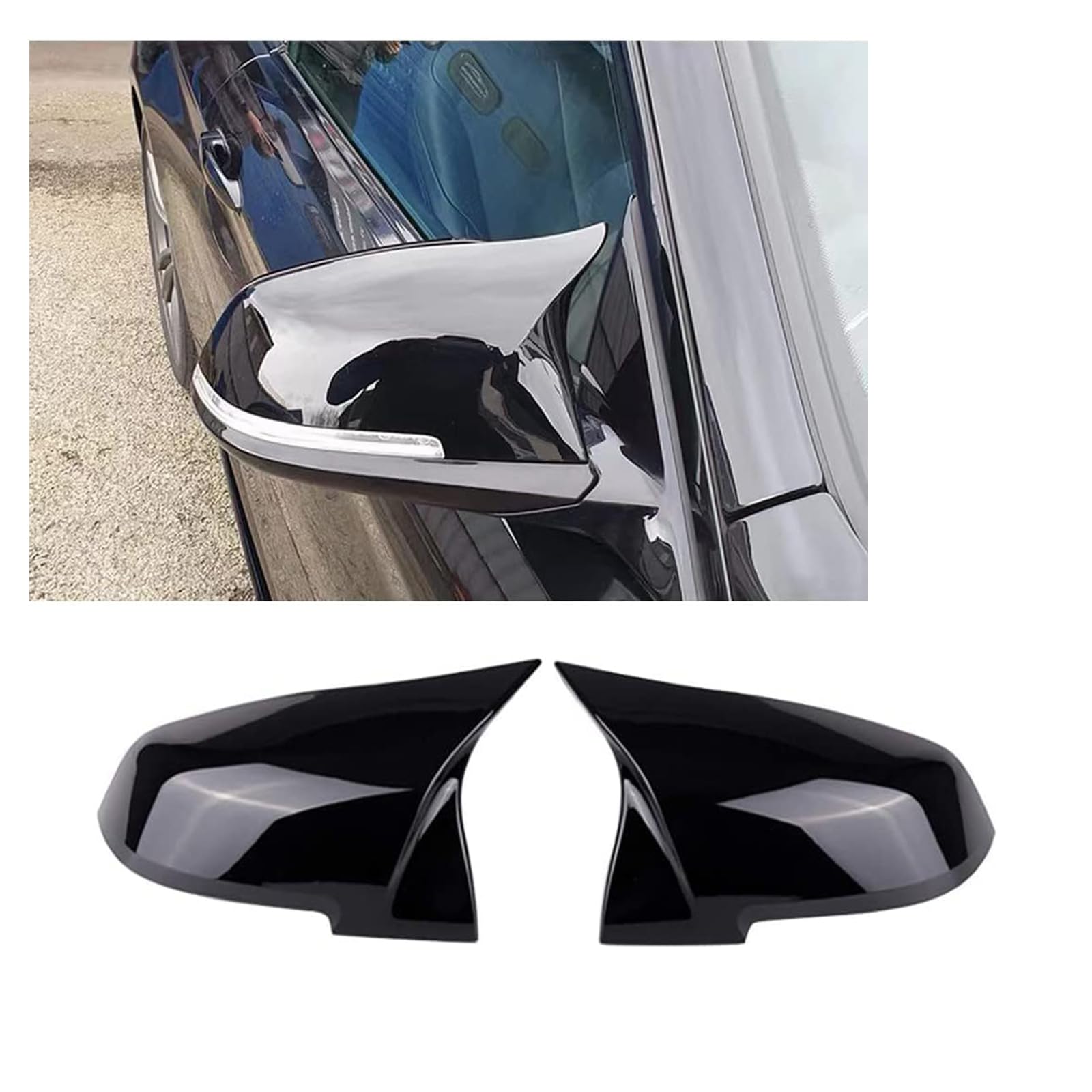F20 F30 Carcasas Espejos Retrovisores Compatible con BMW Serie 1/2/3/4 F20 F30 F22 F23 F31 F32 F33 F87 M2 X1 E84 Estilo Deportivo Portaespejo CubiertaTapas de Repuesto Negro Brillante