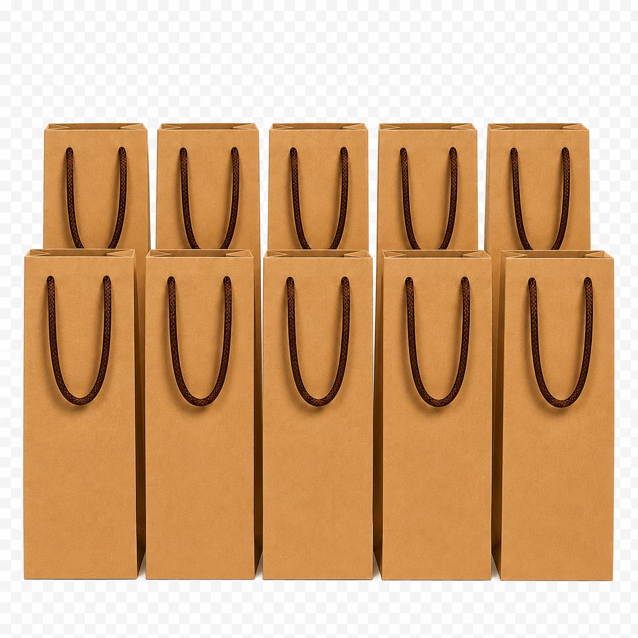 Comet Busters Premium Brown Kraft Paper Wine Bottle Gift Bags with Braided Rope Handles |Eco-Friendly Bottle for Wine, Champagne & Liquor Bottles | 13 x13 x 33cm | Pack of 10 (CPBAG02PACKOF10)-image-3
