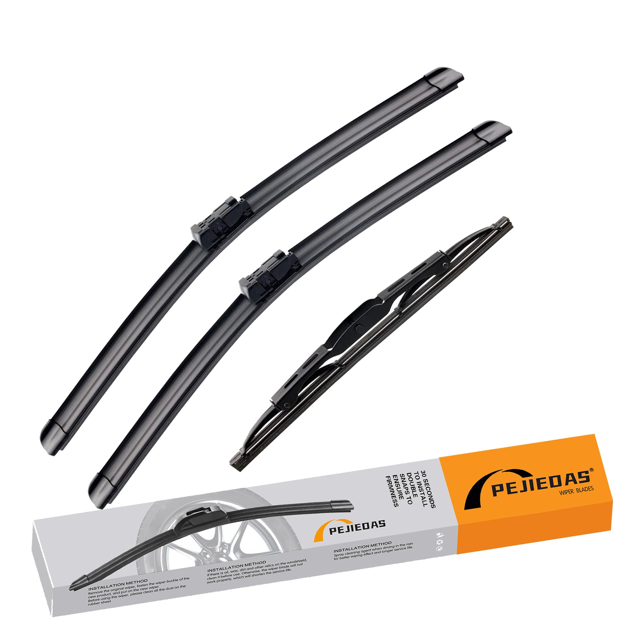 PEJIEDAS 3 x OEM Wiper Blades, Replacement Wiper Blades for GMC Terrain 2010-2017,Chevy Equinox 2010-2017, (24“ & 17” Front Wipers + 13” Rear Wiper