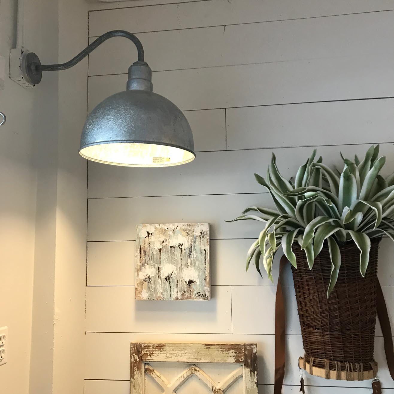 Steel Lighting Co. Hollywood Bowl Light | Outdoor Wall Mounted | 15 inch Bowl Dome | 16 inch Gooseneck | Barn Light Made in America | Matte Black Exterior/Matte Black Interior