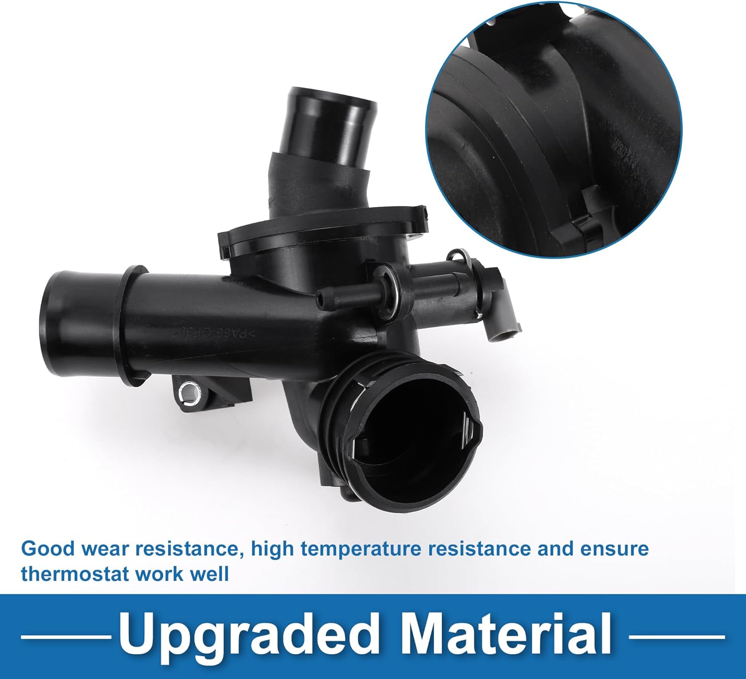 Car Thermostat No.6512000615 Engine Coolant Thermostat Housing Assembly for Mercedes-Benz W204 W205 W212 W166 W221 W222 W639 Plastic Black Durable