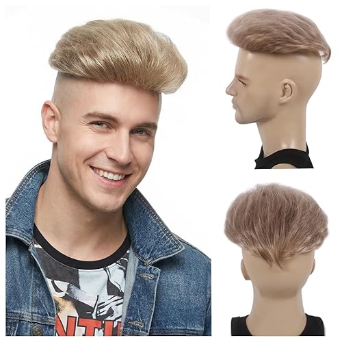 Miniatura 15 de H&Bwig Extensiones de cabello corto para hombre, extensiones de cabello marrón con pinzas para cubrir el cabello de pérdida blanca