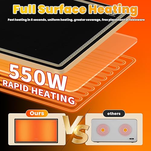 Miniatura 7 de Bandeja de calentamiento eléctrica para bufés de fiesta (32 x 18 pulgadas), tapete de calentamiento de alimentos con 12 ajustes de temperatura,