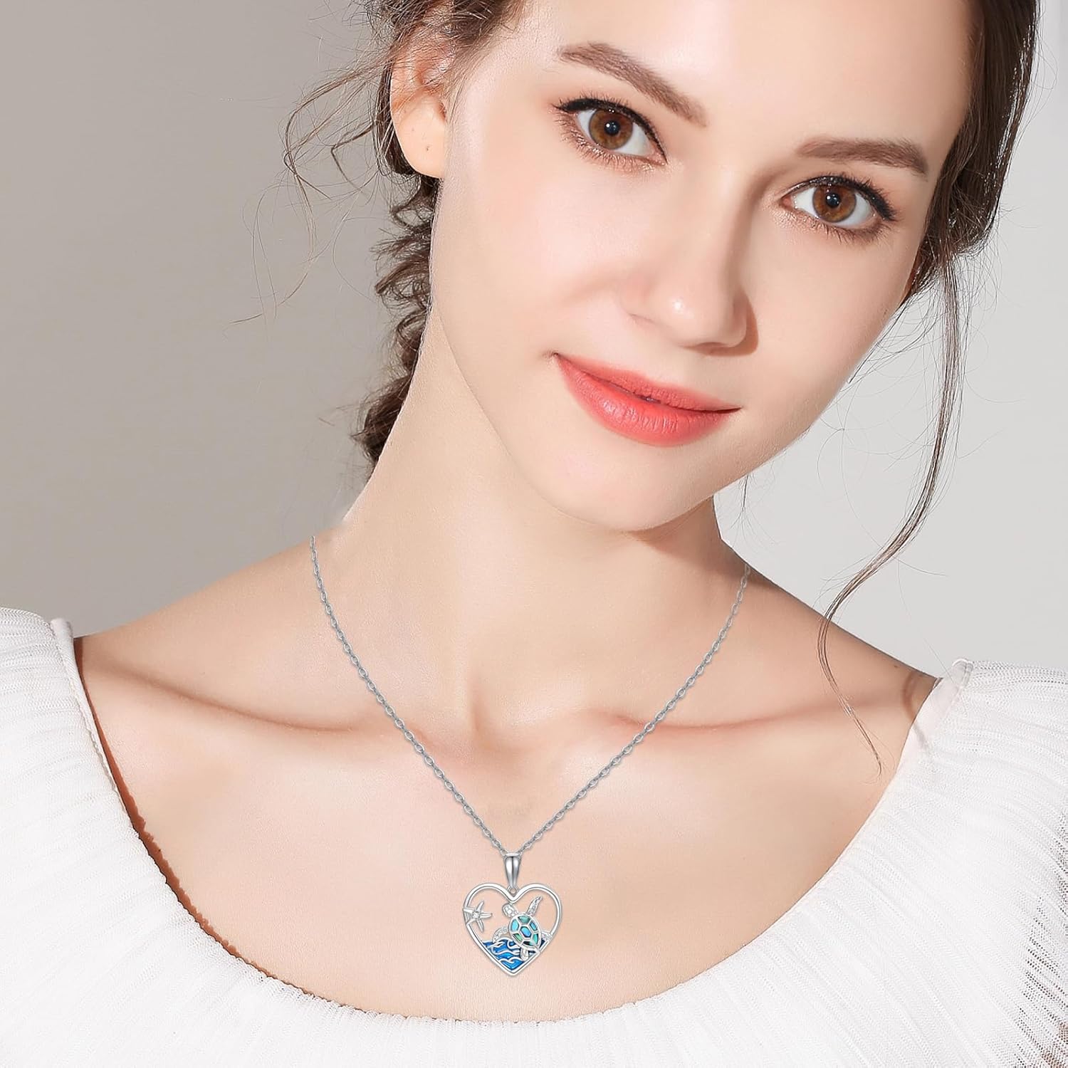 OHAYOO Sea Turtle Necklace 925 Sterling Silver Ocean Animal Pendant Necklace with Octopus, Shark, Seahorse, and Turtle Charms, Hawaiian Ocean Jewelry Gift for Women Turtles Lovers - Image 3