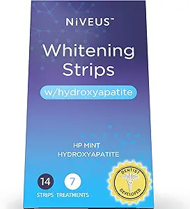 Niveus Teeth Whitening Strips – Sensitive Whitening Strips, 9% Hydrogen Peroxide with Hydroxyapatite to Reduce Sensitivity and Protect Enamel – 14 Strips Mint (1 Count (Pack of 7))