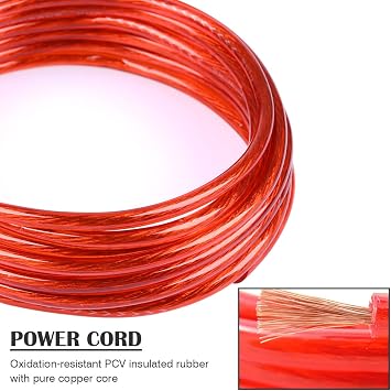 Amplifier Power Wire Kit Amplifier Installation, 10GA Car Amplifiers Cable Installation Wiring, Durable Cable with Better Conductivity, Subwoofer Wirings Set, Amp Wiring Kit Car Audio Wire 1500W/4.5m