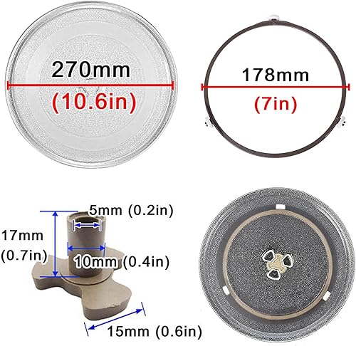 Miniatura 2 de Placa de vidrio para microondas, placa giratoria redonda de vidrio para microondas de 12.4 pulgadas  12.402in, placa de vidrio de microondas de 9.6