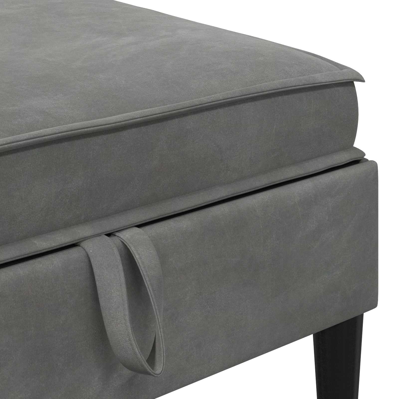 Fengshui Taboret na sofę z miejscem do przechowywania, ciemnoszary aksamit