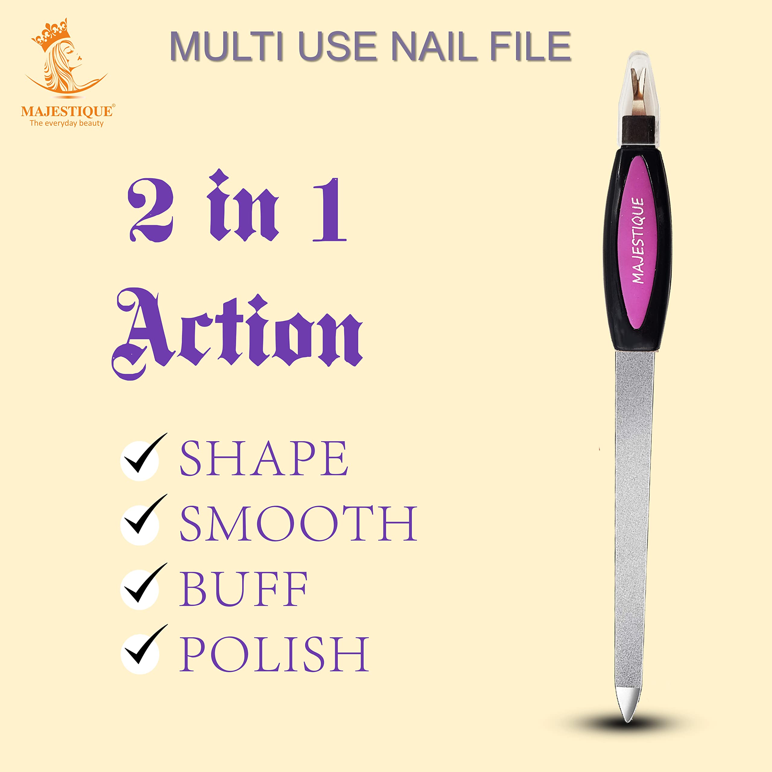 Majestique Nail File Buffer, Nail Filer Set Professional Nail Buffer File Block Natural Manicure File Nail Polisher Washable Double Sided, Double Sided (Fine & Coarse) Sapphire Pocket Nail File, 3 Pack 4