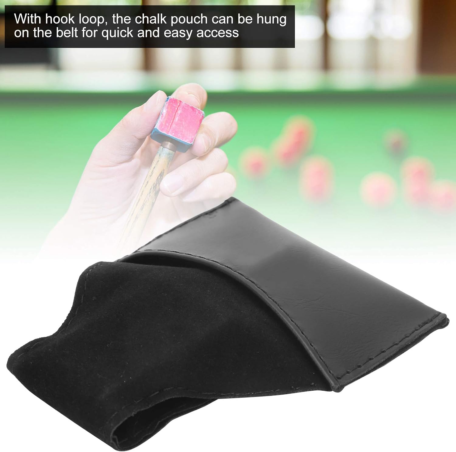 Billiard Chalk Holder, 2Pcs Snooker Chalk Holder, Chalk Pouch Bag, Billiards cues Chalk Holder Pouch, PU Leather Portable Pouch Bag, Billiards Snooker Accessories Black 3 7x4 5in, Chalk Pouch cues H