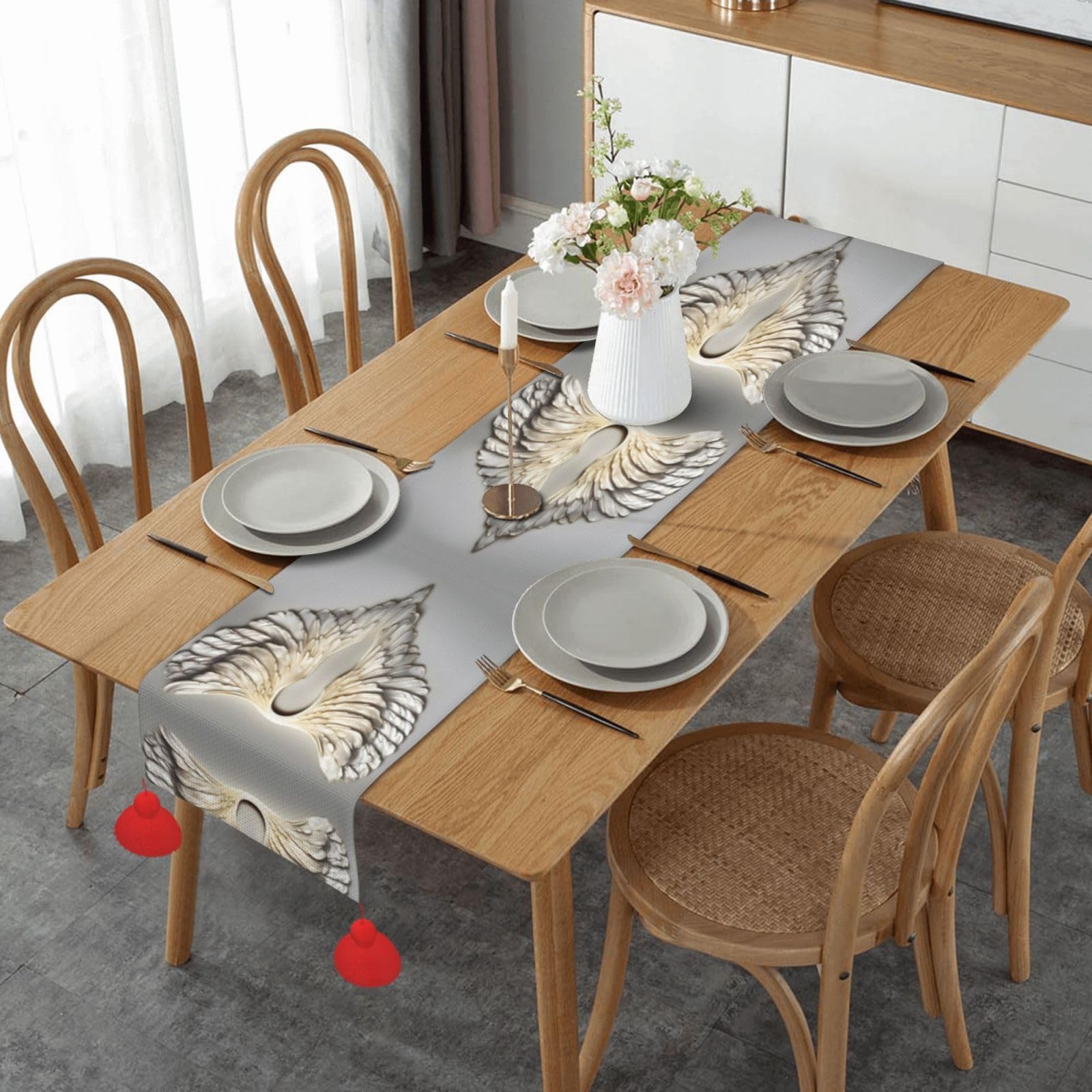 Chemin de table de Noël aile d'ange, idée cadeau idéale pour décoration rustique de cuisine