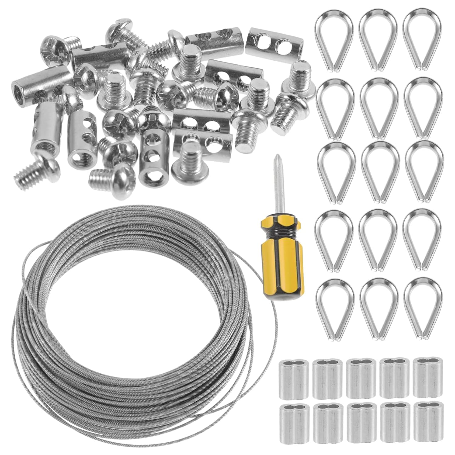 Alipis 1Set Stainless Steel Wire Rope Kit with Thimble Rigging Anti-Slip Coated Steel Cable for Garden Balcony and Indoor Hanging Reliable Wire Trellis and Fence Decoration