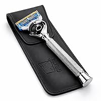 Vista 2 de Maquinilla de afeitar con mango de bola flexible, maquinilla de afeitar de mango largo cromado con tecnología Flex Pivot y agarre moleteado