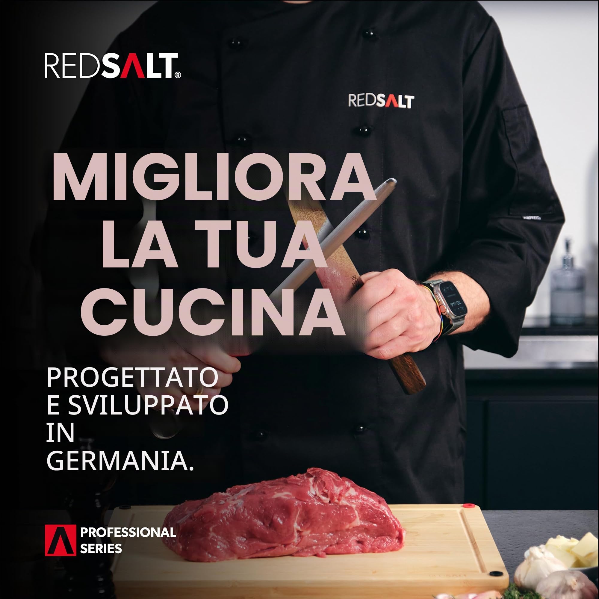 REDSALT Innovativo tagliere in legno di bambù XL, 50 x 36 x 2,5 cm, antiscivolo, su entrambi i lati, antibatterico, scanalatura profonda, tagliere in legno di alta qualità, grande per cucina e