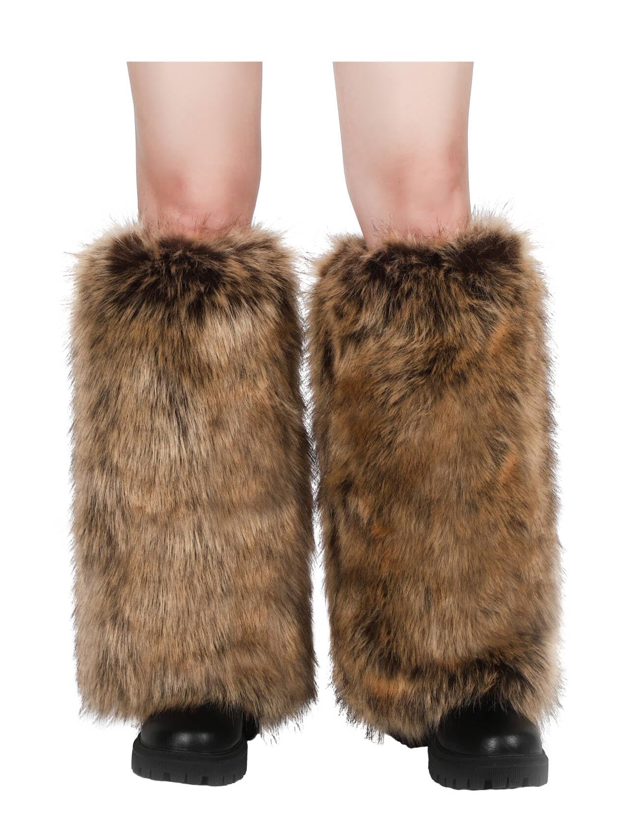 LA CARRIE Women Faux Fur Leg Warmers Long Furry Leg Foot Cuffs Girls Winter Boot Socks