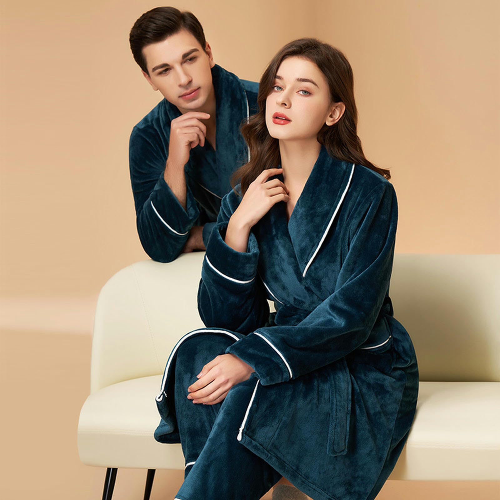 Pigiama Donna Pigiami in Pile di Corallo Autunno E Invernale da Uomo E da Donna - Nightdresses E Camicie da Notte da Donna, Calorosi E Confortevoli Abiti-Donne Nere-XXXL