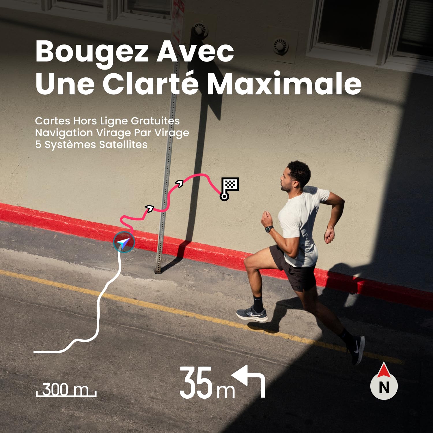Amazfit Bip Max 50 mm Montre Connectée Écran AMOLED 2,07" Autonomie 20 Jours GPS Cartes 4 Go Stockage Tracker d'Activité 150+ Sports HYROX Android iPhone