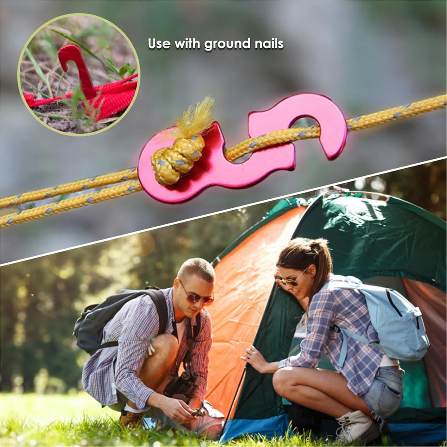 Rope Tensioner 80pcs Adjustable Tent Rope Buckle S-Type Tensioner Fastening Kit Fixed Accessories(Blue)