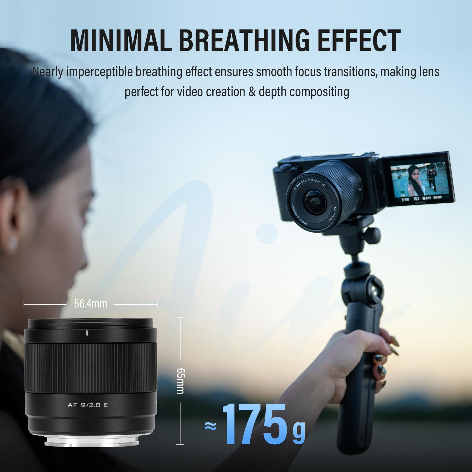 VILTROX 9mm F2.8 E Air AF 9mm F2.8 E Monture Objectif pour Sony E Autofocus APS-C Ultra-Grand-Angle Objectif à focale Fixe Compatible avec Appareils Photo à Monture Sony E ZV-E10 ZV-E10II FX30 a7Ⅲ
