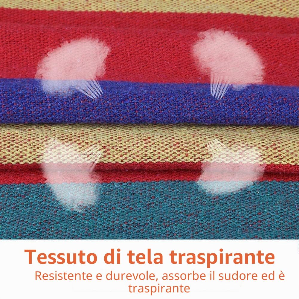 Amaca Doppia con Barre 280 x 160 cm, Cotone Amaca da Esterno per Giardino, Capacità 300 kg, Portatile Leggera con Borsa per Giardino Cortile Balcone Campeggio Spiaggia Backpacking