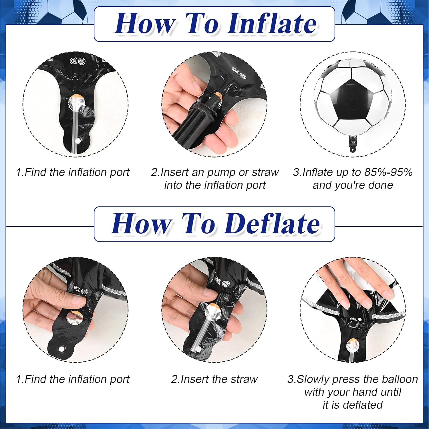 Soccer Balloon Garland Arch Kit,Blue White Silver Arch Kit with Soccer 4D Foil Balloons and Star Foil Balloons for Sports Theme Birthday Party Decorations - Image 7