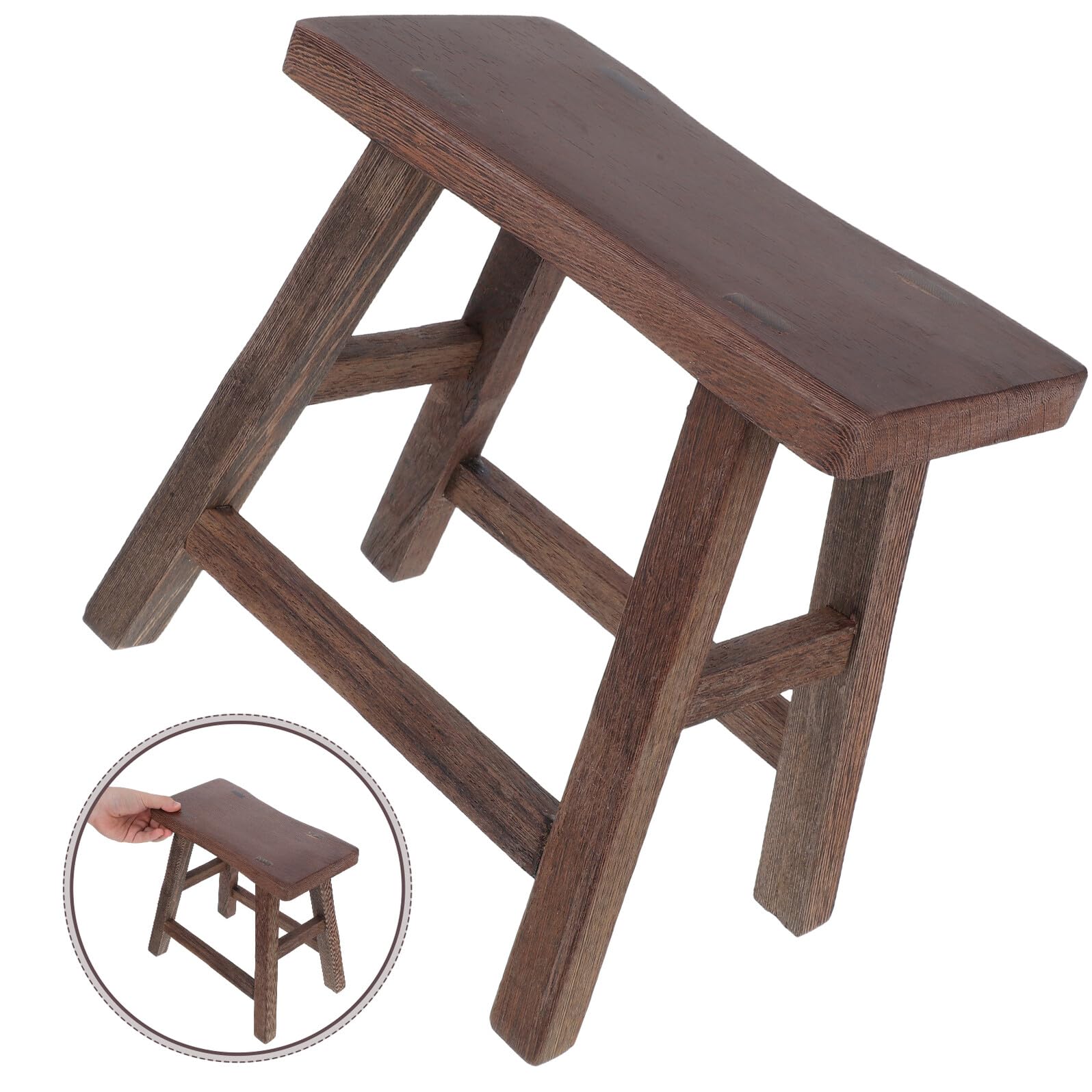 Gatuida Taburete de Madera Maciza para Niños Pequeño, 28 Cm, Diseño Resistente y Ligero, Adecuado para Baño, Sala de Estar y Cocina, Taburete Infantil Multiusos para Cambio de Zapatos