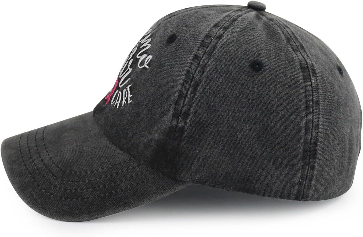 Tbstlumd Chemo Hair Don't Care Hat for Women, Funny Adjustable Embroidered Cotton Pink Ribbon Baseball Caps - Image 3