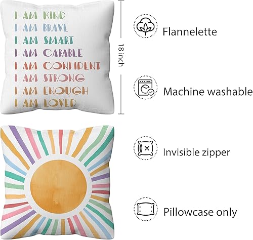 Miniatura 5 de Fundas de almohada bohemias, decoración bohemia para aula, fundas de almohada decorativas reversibles para niños de 18 x 18 pulgadas, fundas de