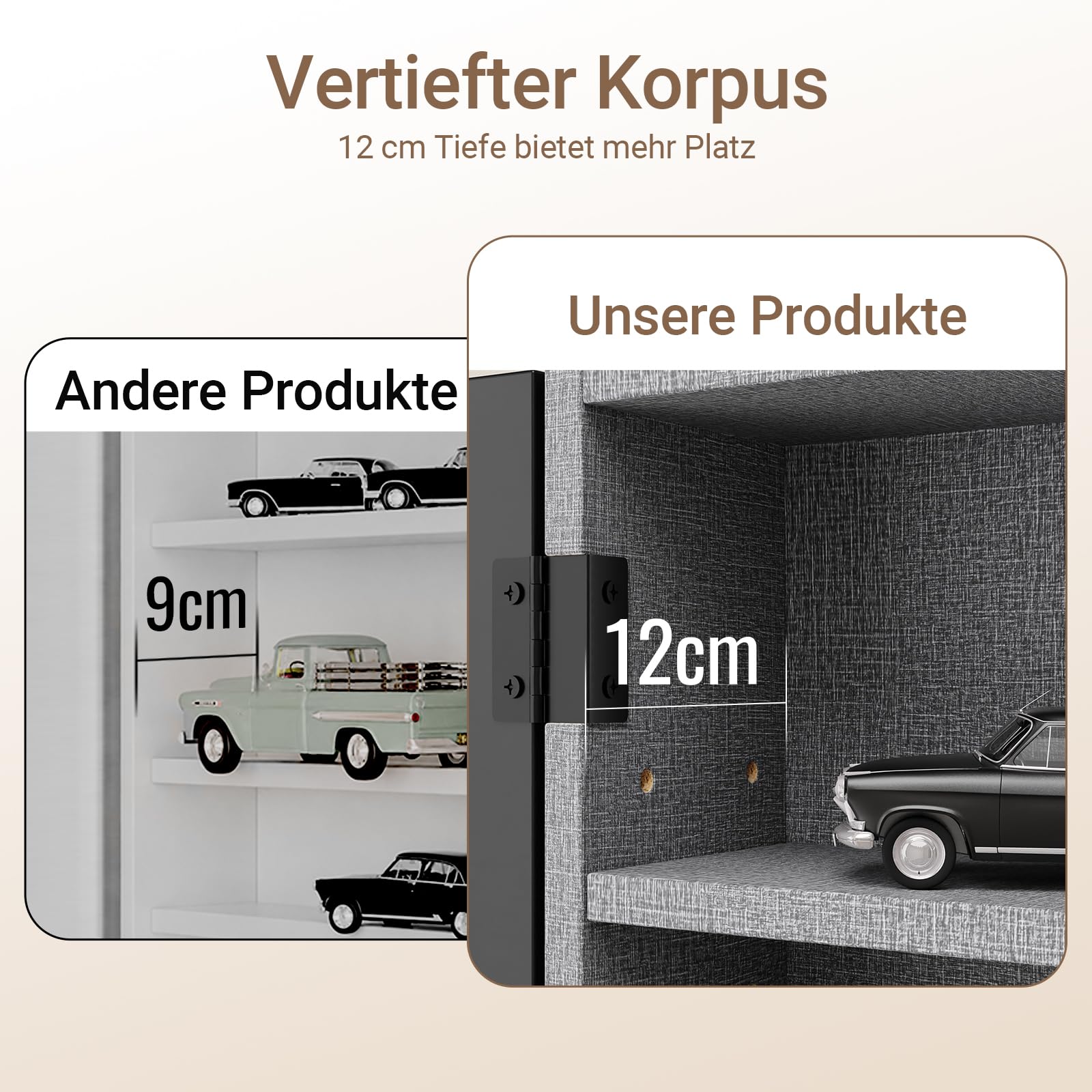 SoBuy Sammlervitrine 10cm tief 5 Ebenen Wandvitrine für Figuren, Modelle