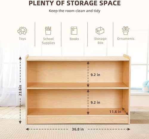 Miniatura 3 de OOOK Estante Montessori, organizadores y almacenamiento de juguetes, estantería de 2 niveles para niños pequeños, adecuada para aula, jardín