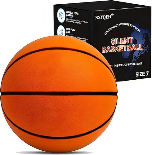 Silent Basketball Size 7 - Non-derforming Package, New Upgraded Weight 600g Grooved Airless Indoor Basketball, Silent Training Ball High Bounce for