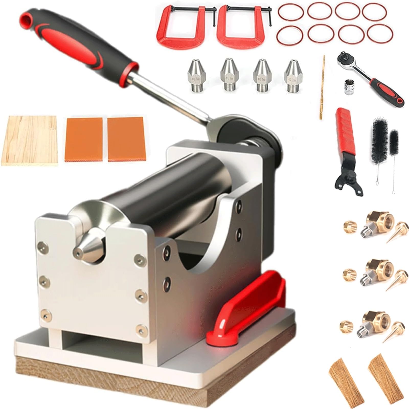 XNZJHPP Manual Stick Incense Making Machine, Stainless Steel DIY Thread Incense Making Tools with 4 * Moulds Plates (1.5/1.8/2/2.2mm), Buddha Incense/Clay Extruder with Accessories(Basic) (Upgraded)