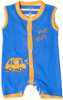 lovely land Baby Boys dark blue sleeveless salopette with print Straight