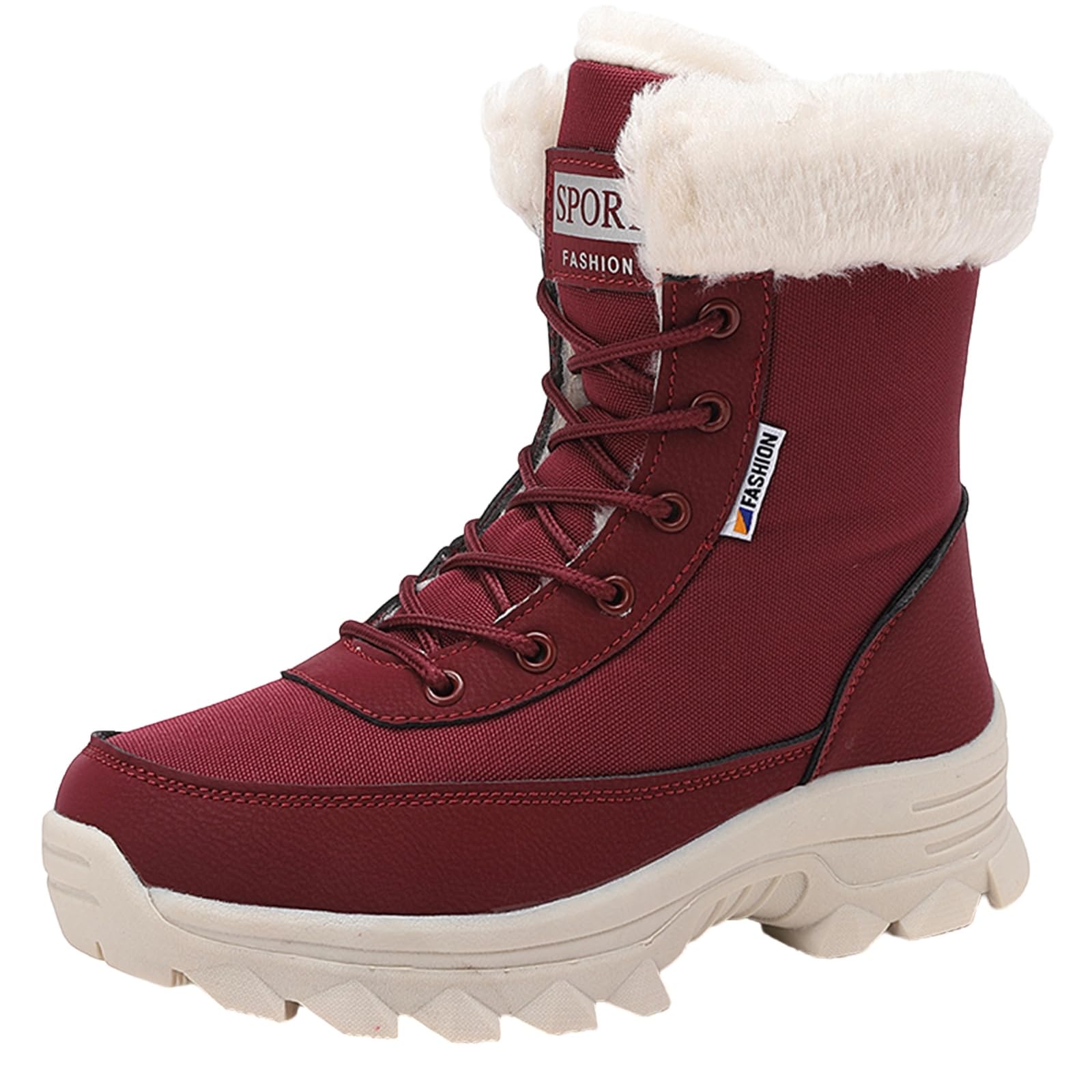 CUTEHEELS Damskie zimowe buty trekkingowe w szerokich rozmiarach, wodoodporne buty outdoorowe z podszewką z flauszu, do miasta i lekkich wycieczek