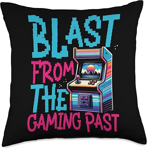 Miniatura 4 de Retro Vintage 80s Arcade Nostalgia Pixel Art Video Games Throw Pillow